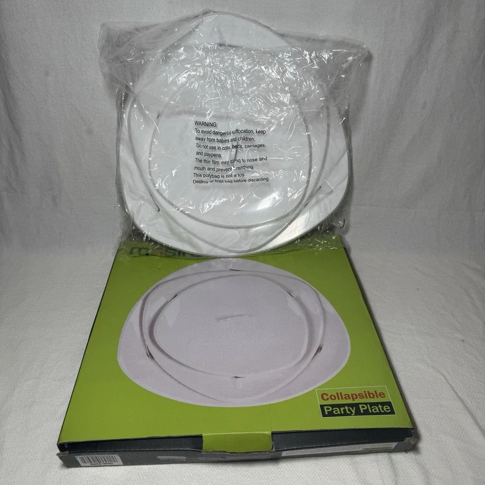 Masirs Twistfold 3-Tier Party PlateCollapsible Serving Tray White BPA Free
